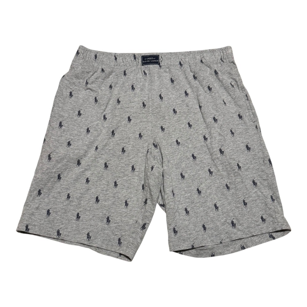 Polo Ralph Lauren Gray All Over Print Pony Logo Sleepwear Shorts Men's Medium